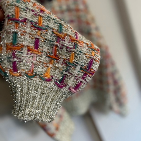 Andrew Marc New York Colorful Rainbow Metallic Tweed Sweater NWT - Picture 5 of 9